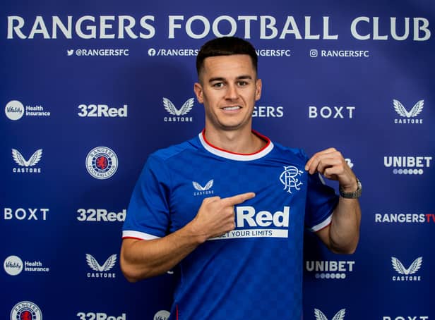 <p>Rangers have signed former Derby County forward Tom Lawrence on a free transfer (Image: @RangersFC/Twitter)</p>