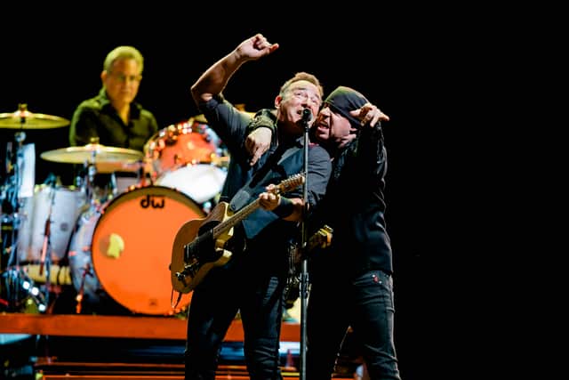 US musician Bruce Springsteen (left), Stevie Van Zandt and the rest of the E-Street band performing in Oslo in 2013. (Photo: olum, Stian Lysberg/AFP via Getty Images)