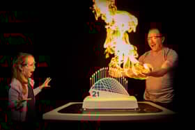 Lara Wallace (5) and Glasgow Science Centre CEO, Stephen Breslin.