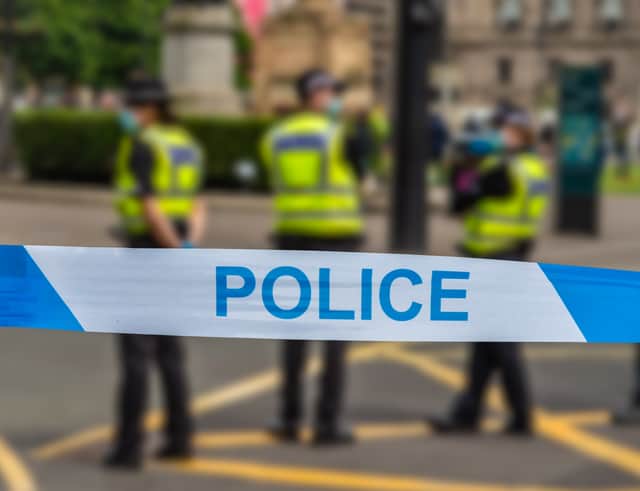 <p>Police in Glasgow.</p>