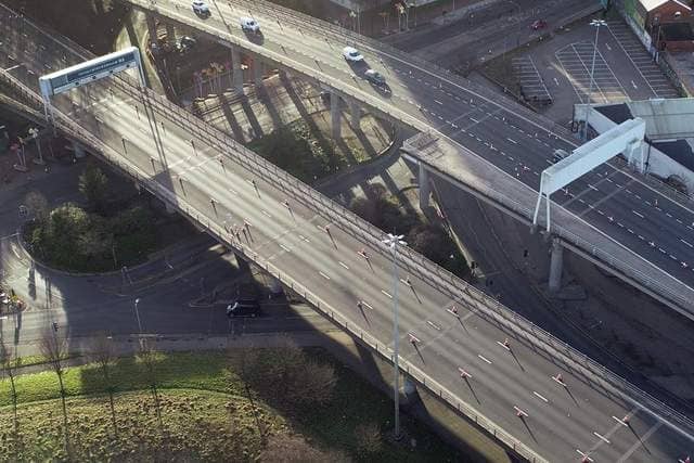 The outer two lanes of the Woodside viaduct have been closed for safety 