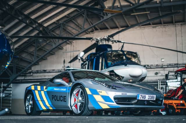 The Ferrari 458 has a 4.5-litre V8 and has a top speed of 202mph (Photo: Police of the Czech Republic)