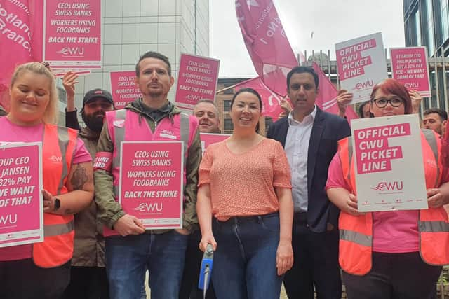 Anas Sarwar with the striking staff.