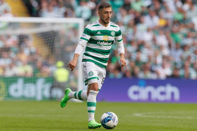  Josip Juranovic of Celtic during the Cinch Scottish Premiership match between Celtic FC and Aberdeen  (Photo by Steve  Welsh/Getty Images)