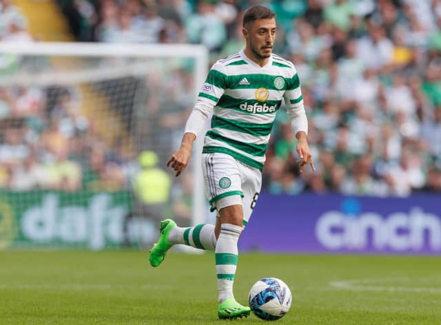  Josip Juranovic of Celtic during the Cinch Scottish Premiership match between Celtic FC and Aberdeen  (Photo by Steve  Welsh/Getty Images)