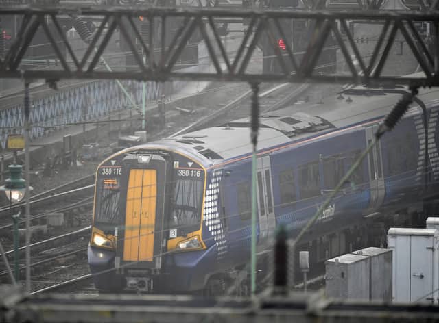 Train services in Glasgow are delayed. 