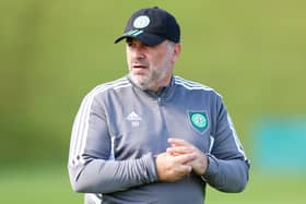 Ange Postecoglou, Manager of Celtic looks on during a Celtic Training Session ahead of their UEFA Champions League group F match against Real Madrid