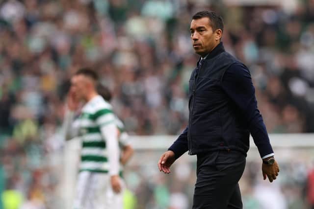 GLASGOW, SCOTLAND - SEPTEMBER 03: Rangers manager Giovanni van Bronckhorst is seen during the Cinch Scottish Premiership match between Celtic FC and Rangers FC on September 03, 2022 in Glasgow, Scotland. (Photo by Ian MacNicol/Getty Images)
