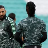 Karim Benzema of Real Madrid trains ahead of their UEFA Champions League group F match against Celtic 