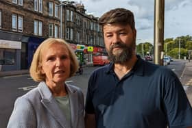 Susan Murray with cafe owner Ben Rose 