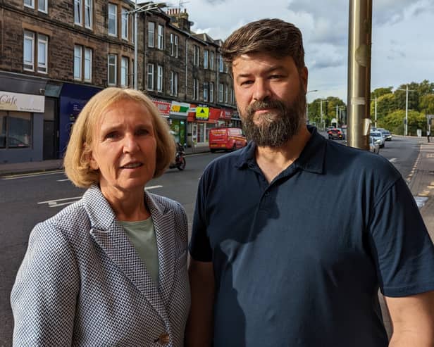 Susan Murray with cafe owner Ben Rose 
