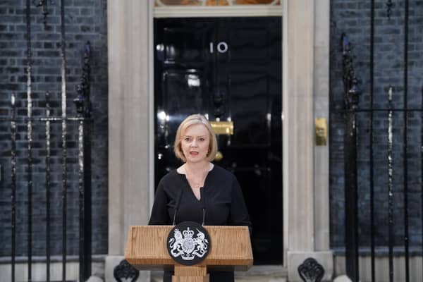Prime Minister Liz Truss reads a statement outside 10 Downing Street, London, following the announcement of the death of Queen Elizabeth II. Picture date: Thursday September 8, 2022.