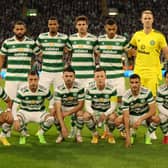 Celtic team pose for a photograph during the UEFA Champions League group F match between Celtic and Real Madrid at Celtic Park
