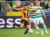 Taras Stepanenko of FC Shakhtar Donetsk fights for the ball with Matt O’Riley of Celtic 
