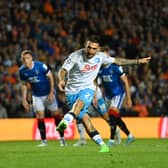 Matteo Politano of SSC Napoli scores their side's first goal from the penalty spot 