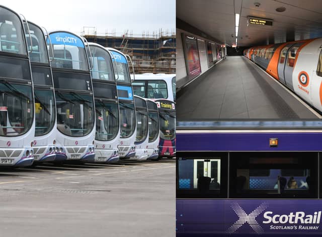Bus, train and subway services in Glasgow.
