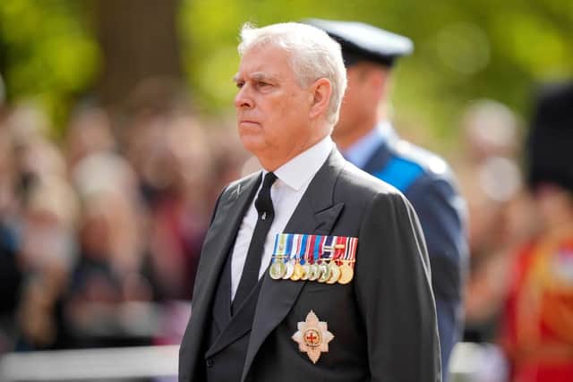 Prince Andrew has been a visible presence at the events involving the Queen’s coffin (image: AFP/Getty Images)