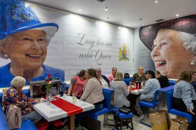 The Bristol Bar in Glasgow's East End has been adorned with the Union flag and temporarily re-named The Queen Elizabeth Arms