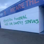 The Ibrox pub was defaced by unknown vandals.