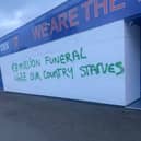 The Ibrox pub was defaced by unknown vandals.