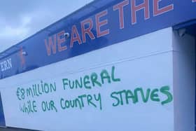 The Ibrox pub was defaced by unknown vandals.