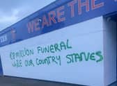 The Ibrox pub was defaced by unknown vandals.