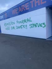 The Ibrox pub was defaced by unknown vandals.