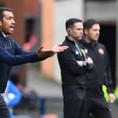 Giovanni van Bronckhorst, manager of Rangers applauds his team from the sideline during the Cinch Scottish Premiership match between Rangers and Dundee United