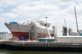 The HMS Glasgow under construction in Govan will take to the River Clyde for the first time this year.