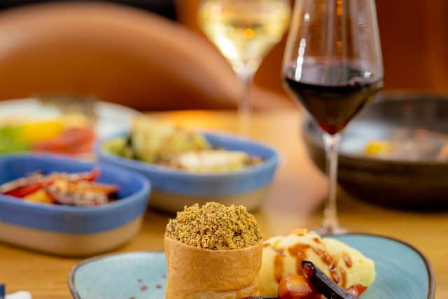 Beef cheek and shallot pie with a handmade savoury herb crumb, creamy mash potato, and glazed heritage carrots at Bothwell House