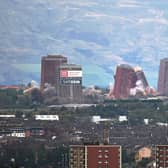 The last remaining Red Road flats were demolished in a controlled explosion on October 11, 2015 in Glasgow, Scotland. (Photo by Jeff J Mitchell/Getty Images)