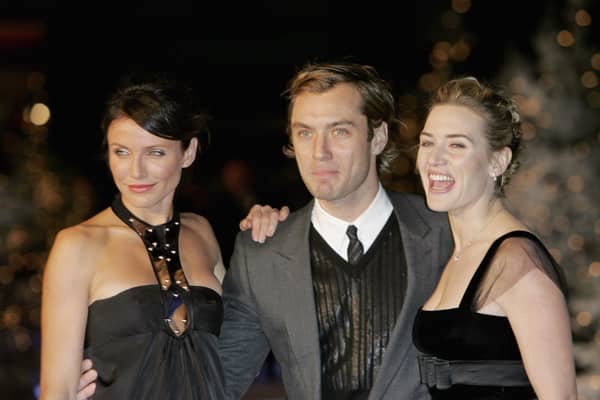 LONDON - DECEMBER 05:  Actors Cameron Diaz, Jude Law and Kate Winslet attend the UK premiere of ‘The Holiday’ at Odeon Leicester Square on December 5, 2006 in London, England. The screening is in aid of NCH and MediCinema.  (Photo by MJ Kim/Getty Images)