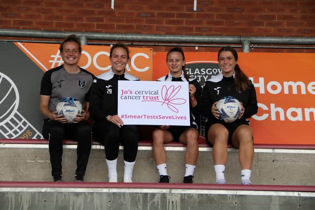The partnership looks to utilise Glasgow City’s community voice to assist with the #SmearTestSavesLives campaign to encourage women to get checked reguarly. (Credit: GCFC x Tony Cairney)