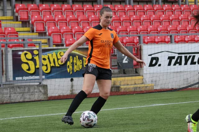 Claire Shine in action for Glasgow City (Credit: GCFC x Georgia Reynolds)