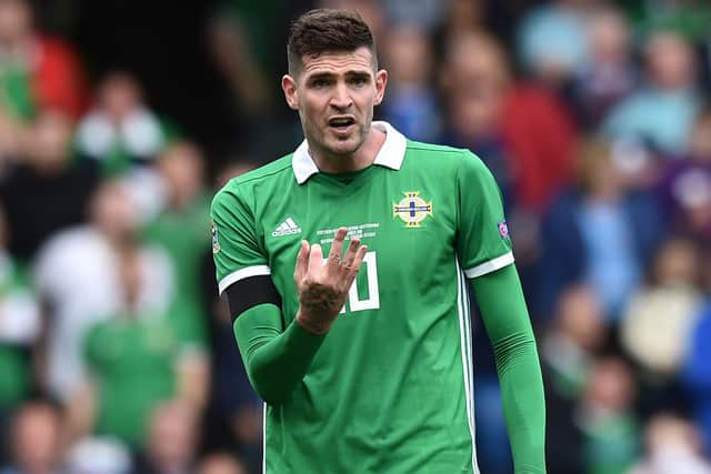 Kyle Lafferty during the UEFA Nations League B group three match between Northern Ireland and Bosnia-Herzegovina at Windsor Park