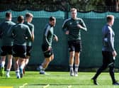 Celtic's team players take part in training session at the Celtic Training Centre in Lennoxtown