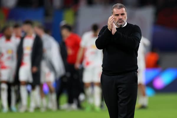 Angelos Postecoglou, Manager of Celtic applauds the fans after their sides defeat