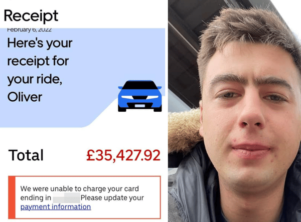 Thirsty Uber passenger dumbfounded after £10 pub trip results in bill for £35,000