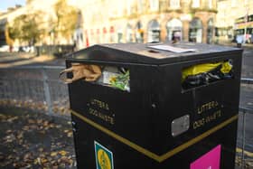 An overflowing bin in Glasgow from the 2021 refuse worker GMB Scotland strike.