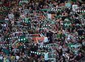 Celtic supporters cheer during the UEFA Champions League Group F football match RB Leipzig v Celtic in Leipzig, eastern Germany 