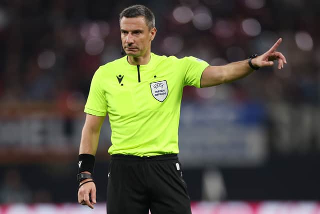 Referee Slavko Vincic reacts during the UEFA Nations League League A Group 3 match between Germany and Hungary at Red Bull Arena