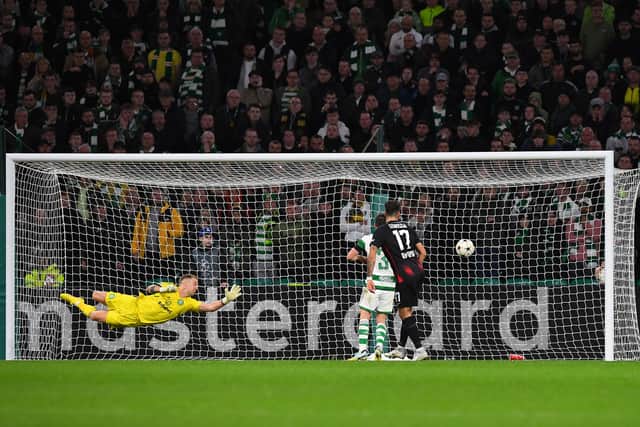 Celtic goalkeeper Joe Hart concedes the opening goal during the UEFA Champions League Group F match