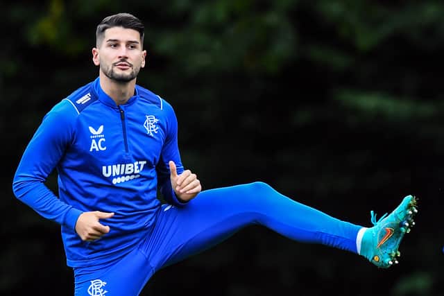 Rangers' German-born Croatian striker Antonio Colak takes part in a team training session