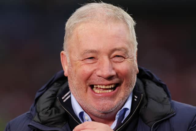Ally McCoist, TV Pundit is seen prior to a UEFA Champions League match at Ibrox Stadium