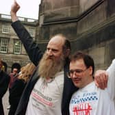 Tommy Campbell and Joe Steele share their pride after winning the court case in 2001.  