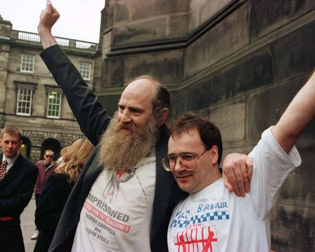 Tommy Campbell and Joe Steele share their pride after winning the court case in 2001.  