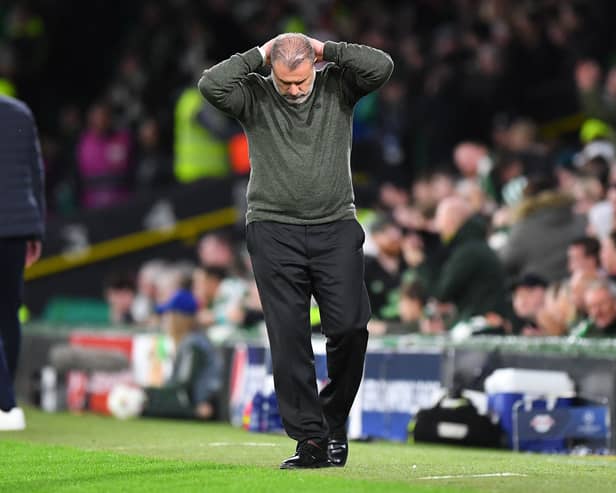 Celtic’s Greek Australian head coach Ange Postecoglou reacts during the UEFA Champions League Group F football match between Celtic and RB Leipzig