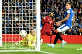 Mohamed Salah of Liverpool scores the fourth goal making the score 1-4 