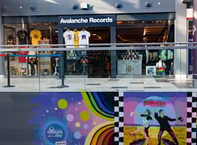 The Fratellis Album Cover re-imagined by Glasgow artist Gerry Gapinski outside Avalanche Records in Waverley Mall, Edinburgh.