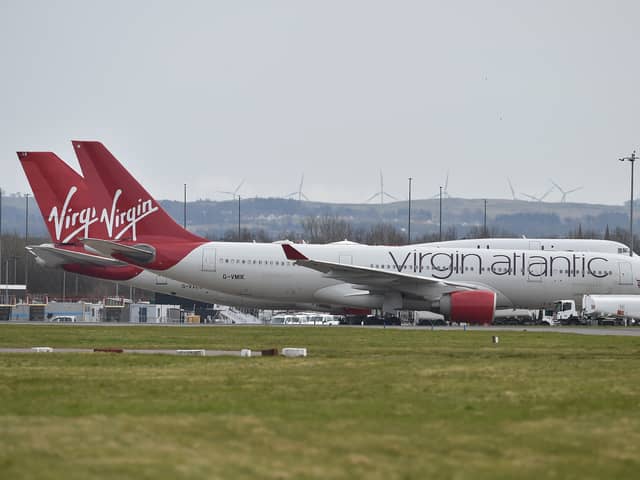 Virgin Atlantic planes at Glasgow airport 